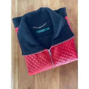 Lauren‎ by Ralph Lauren Woman's Red and Black Quited Jacket Coat Size M